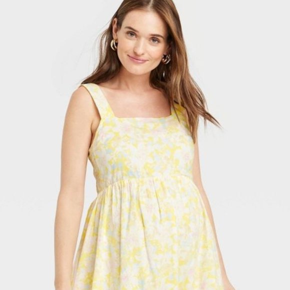 The Nines by HATCH™ Tank Maternity Dress Yellow Floral  🌼  NEW!!! - Picture 2 of 9